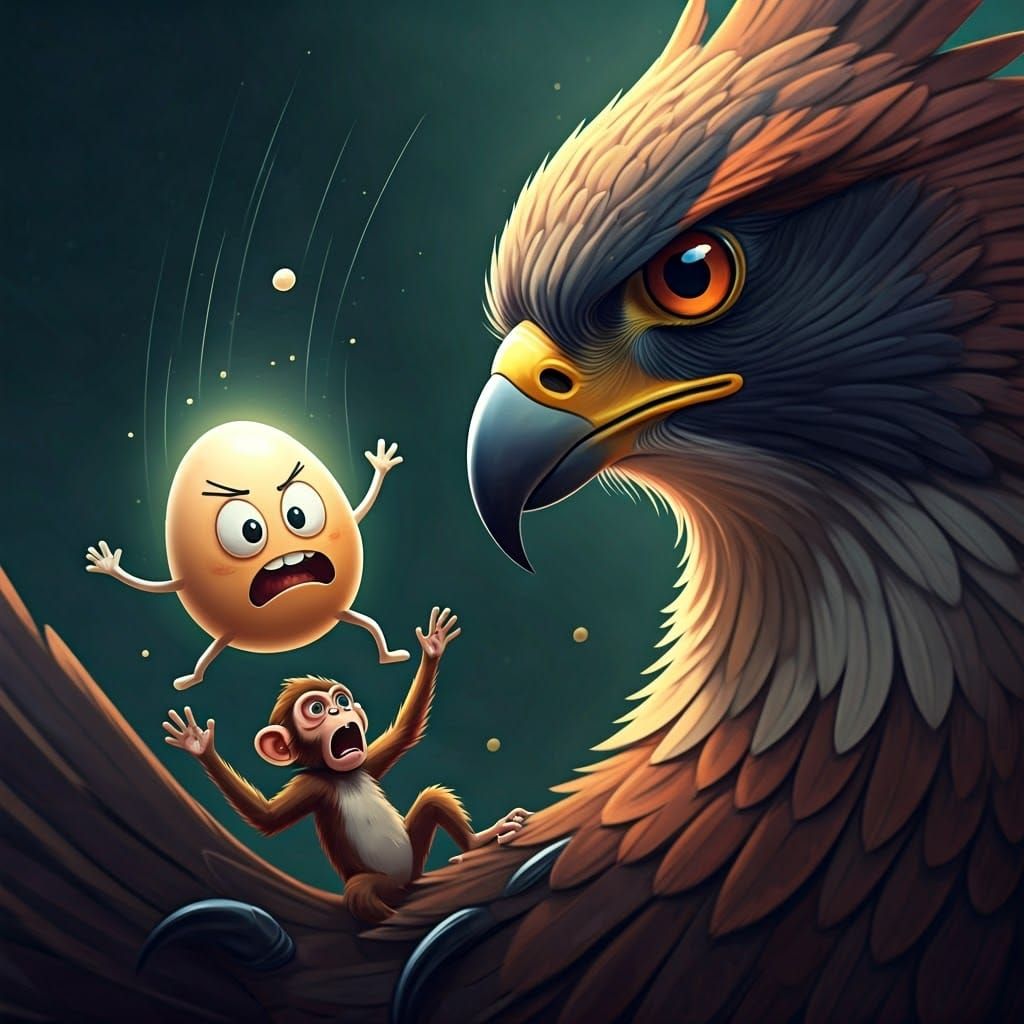 Angry Egg Falls From Sky as Monkey Panics