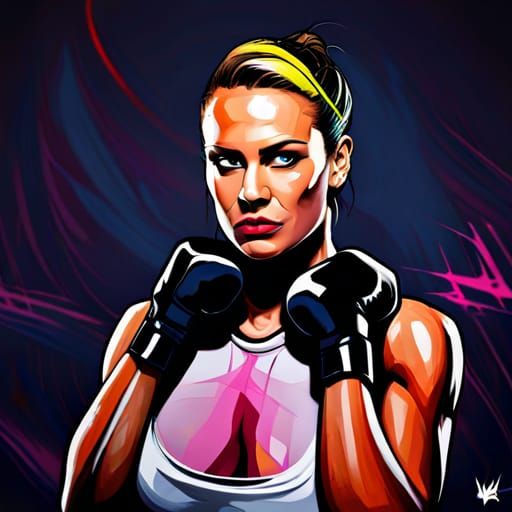 Rhea Ripley Graffiti Art: High Contrast Polychromatic Portra...