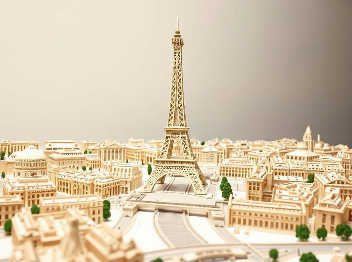 Paris Cityscape Made of Popsicle Sticks