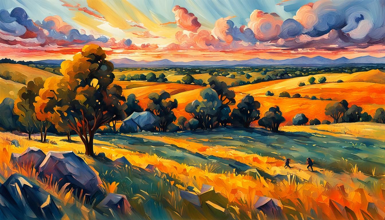 Impressionist Gouache Illustration at Golden Hour