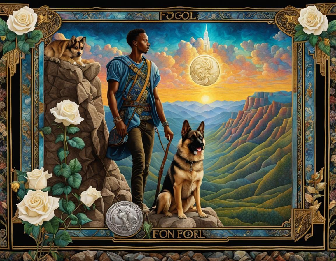 The Fool Tarot Card Quilted Fabric Tapestry