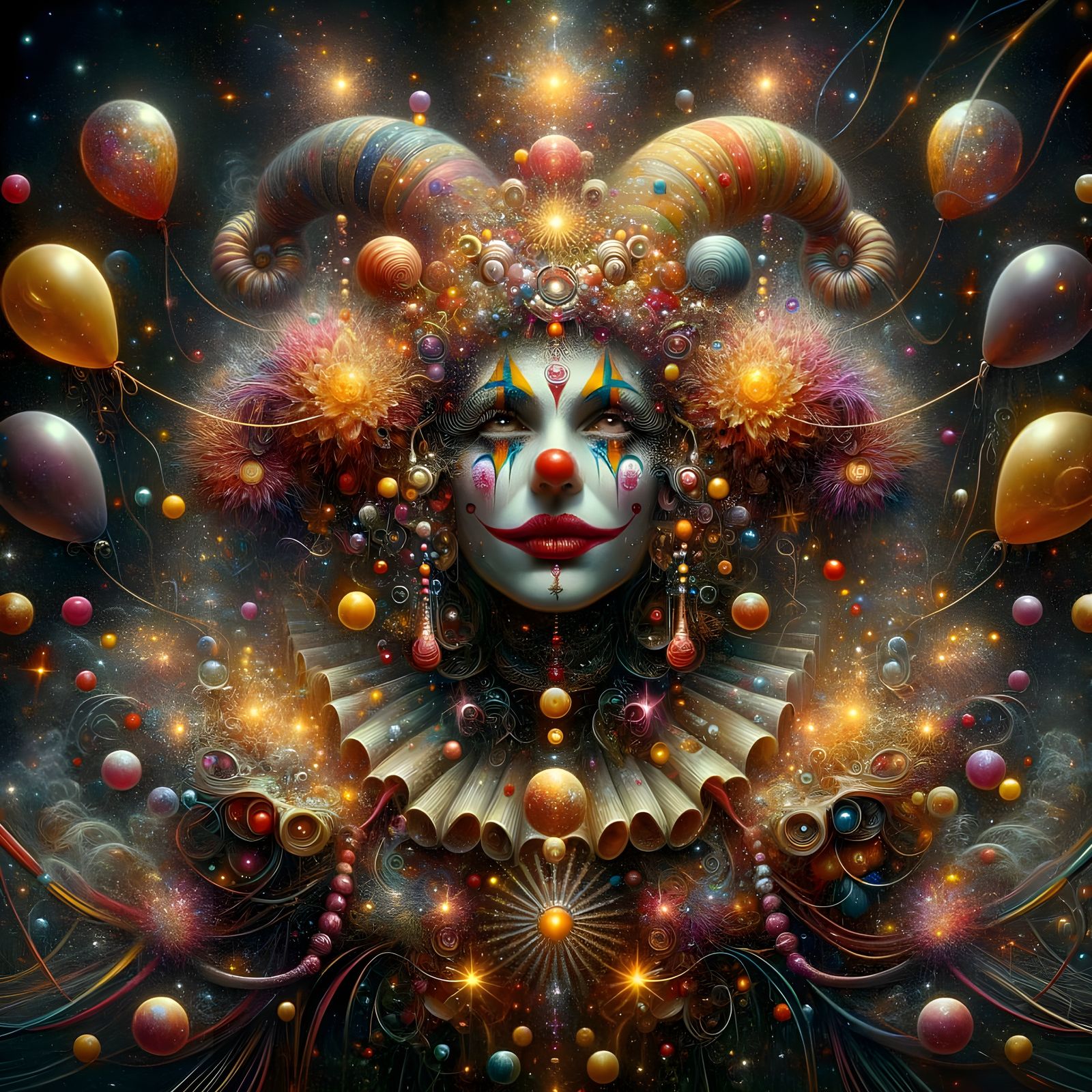 Surreal Clown Portrait in Double Exposure Style