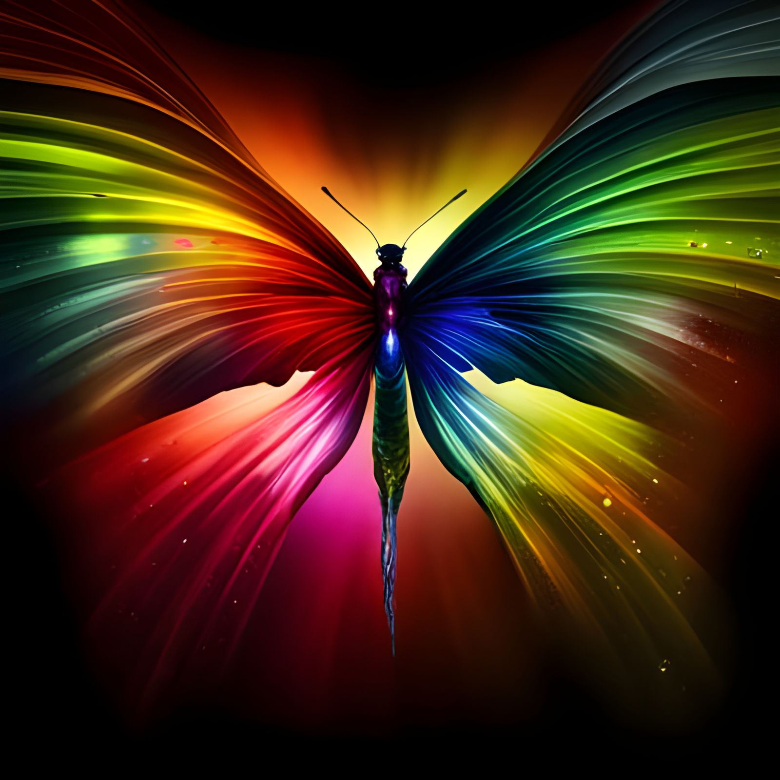 Rainbow Butterfly with Glitter Wings, Fantasy Illustration