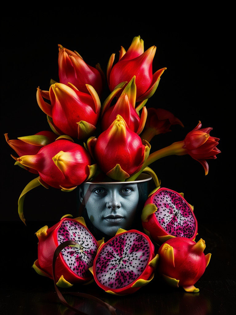 Vivid Still Life Portrait with Dragonfruit