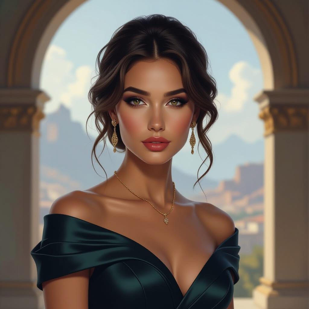 Elegant Woman Portrait in Digital Painting Style