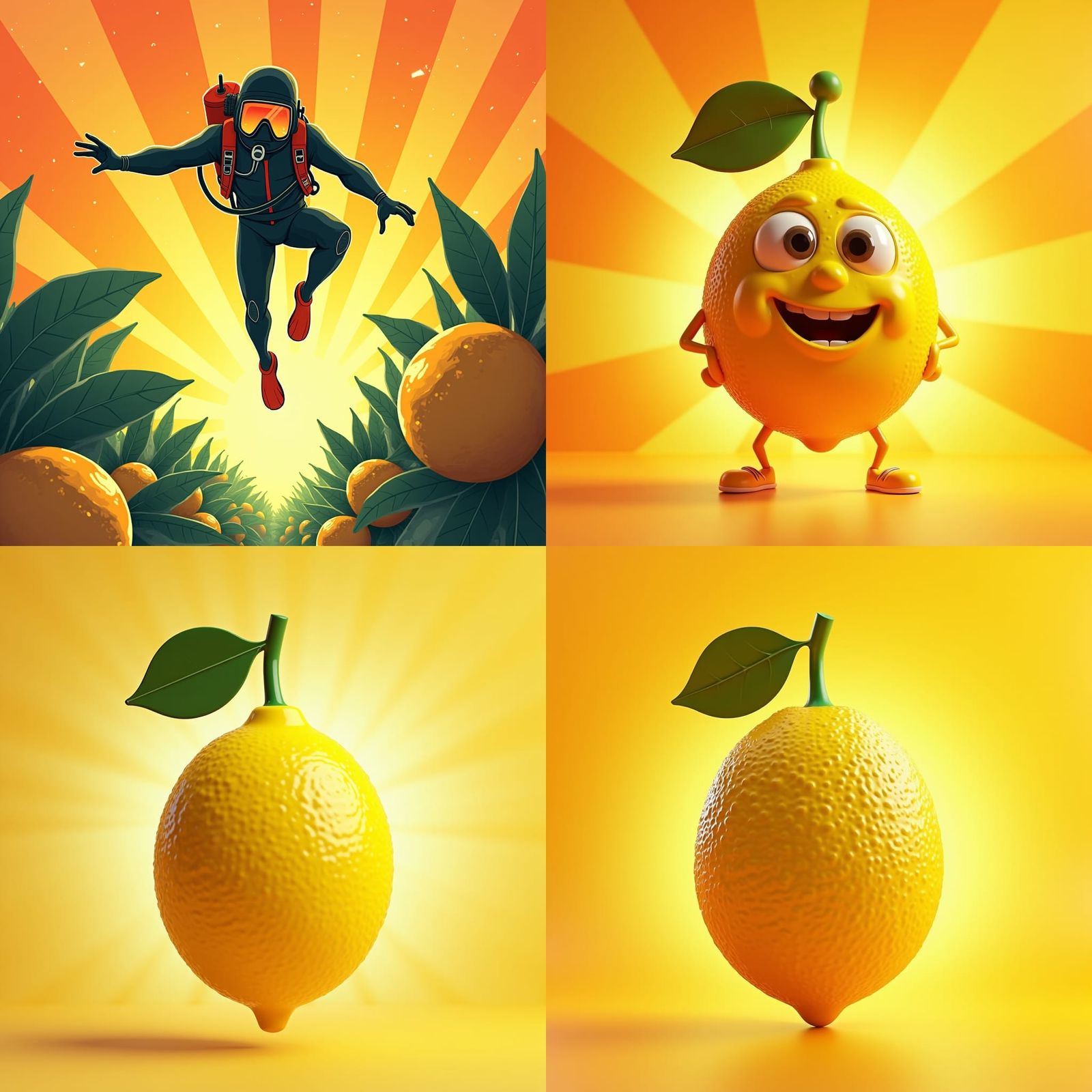 Vibrant Lemon Vector Logo in 3D Digital Art