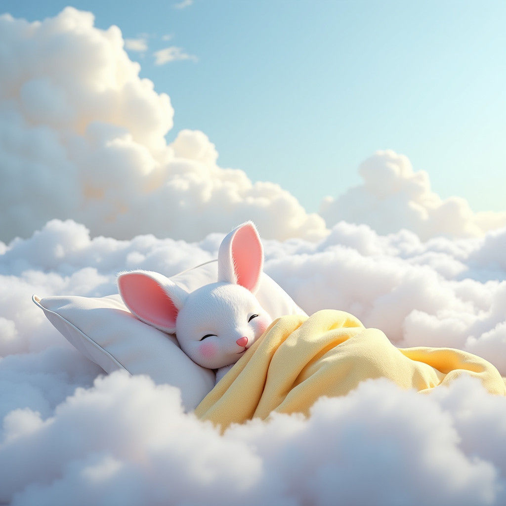 Dreamy Clouds and Baby Bilby Joey in Fantasy Art Style
