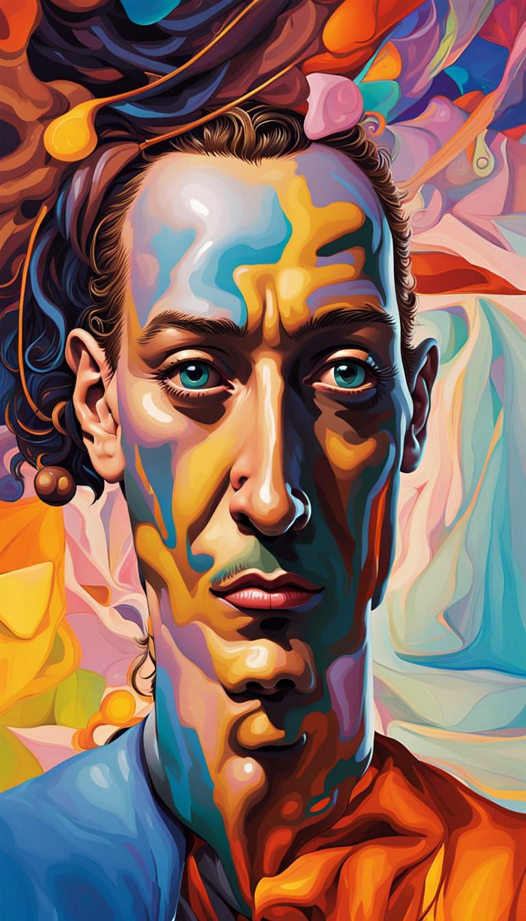 Surreal Person Thinking in Vibrant Oil Painting Style