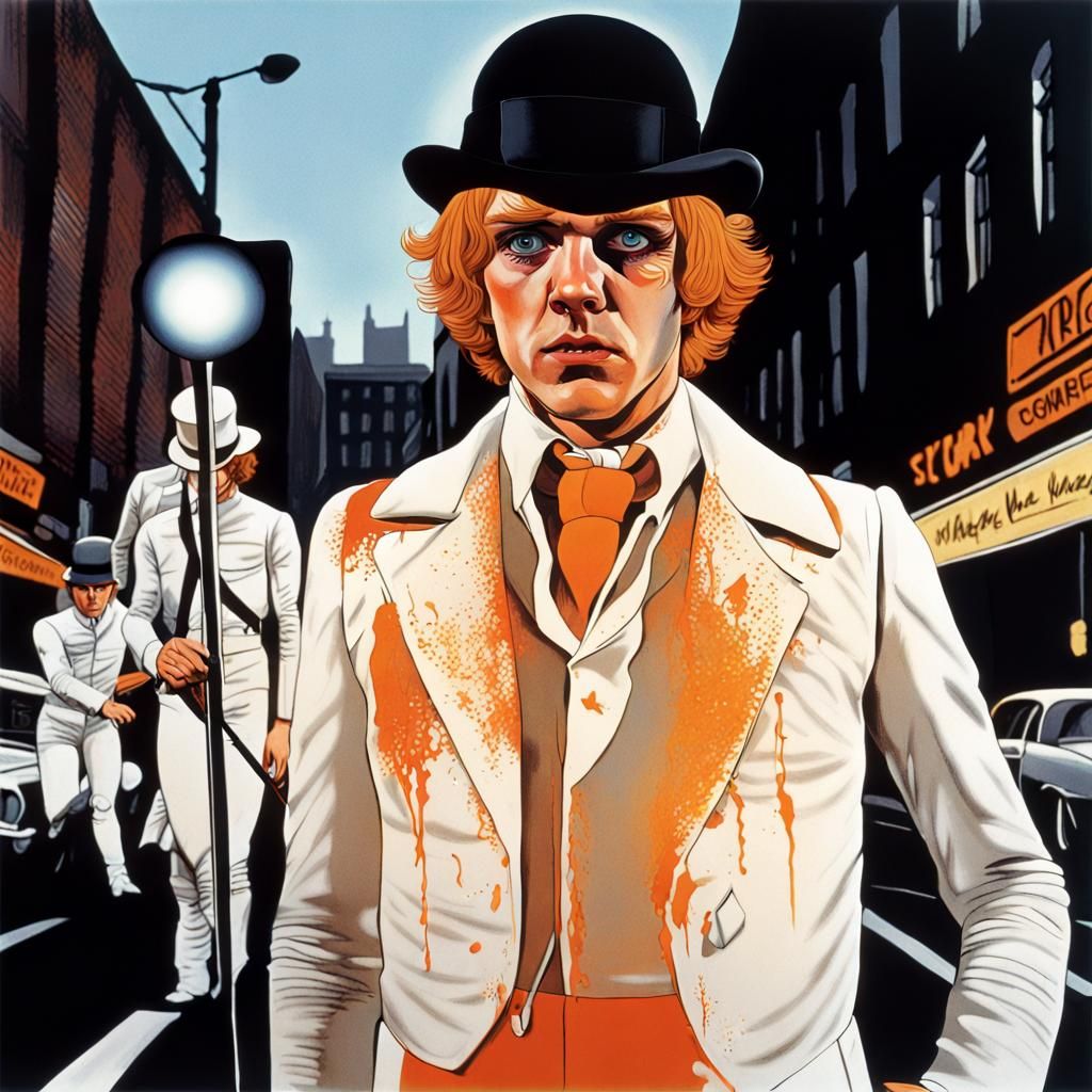 Alex in Clockwork Orange: Detailed Cinematic Illustration