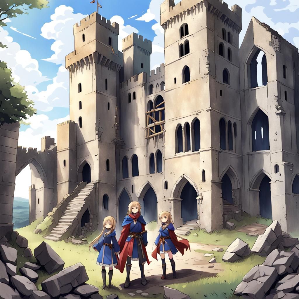 RPG Cast Visits Medieval Castle Ruins in Anime Style