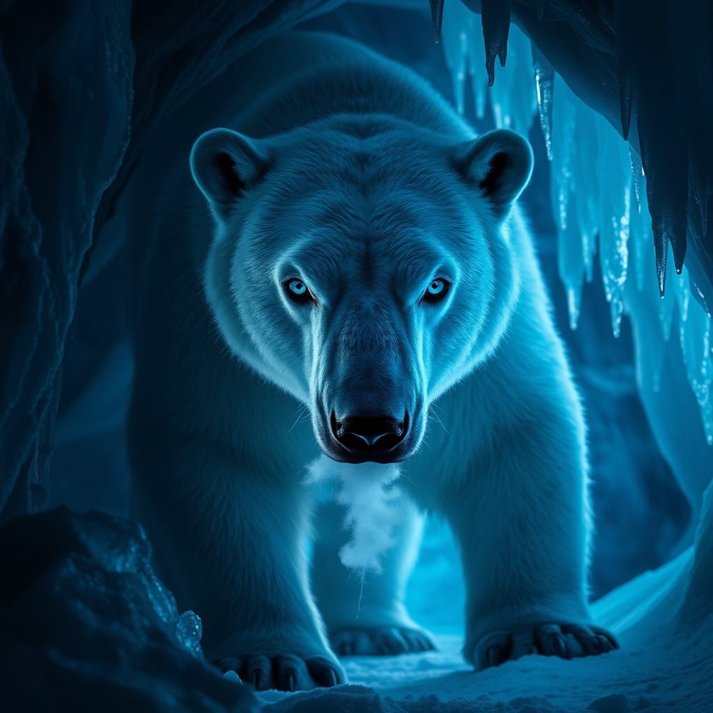 Ethereal Polar Bear Guardian of Ice Cave