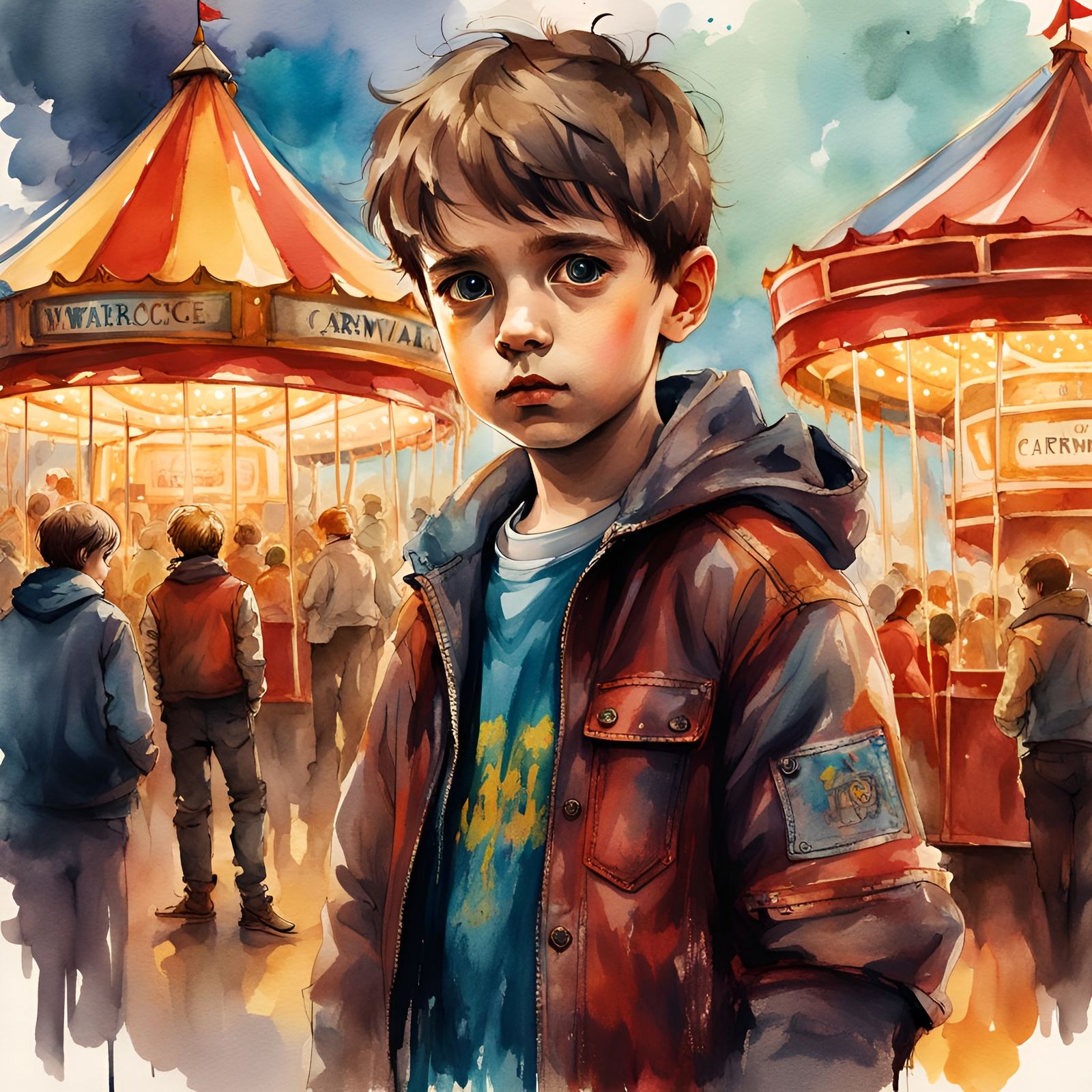 Carnival Game: Watercolor Illustration in Aetherpunk Style