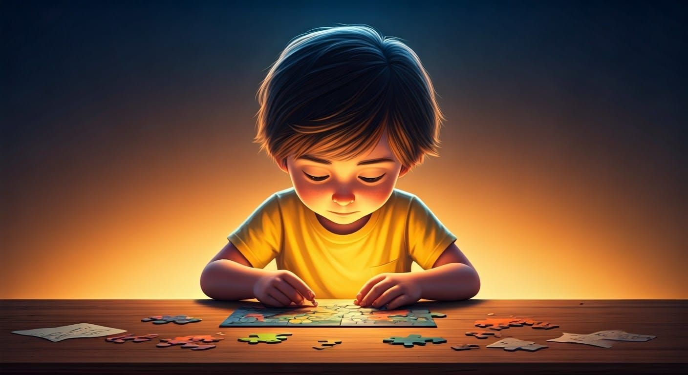 Child's Puzzle: Pixar-Inspired 3D Digital Art