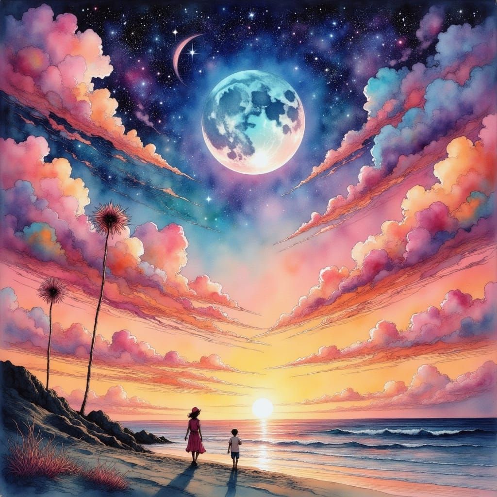 Surreal Desert Oasis in Dreamlike Landscape