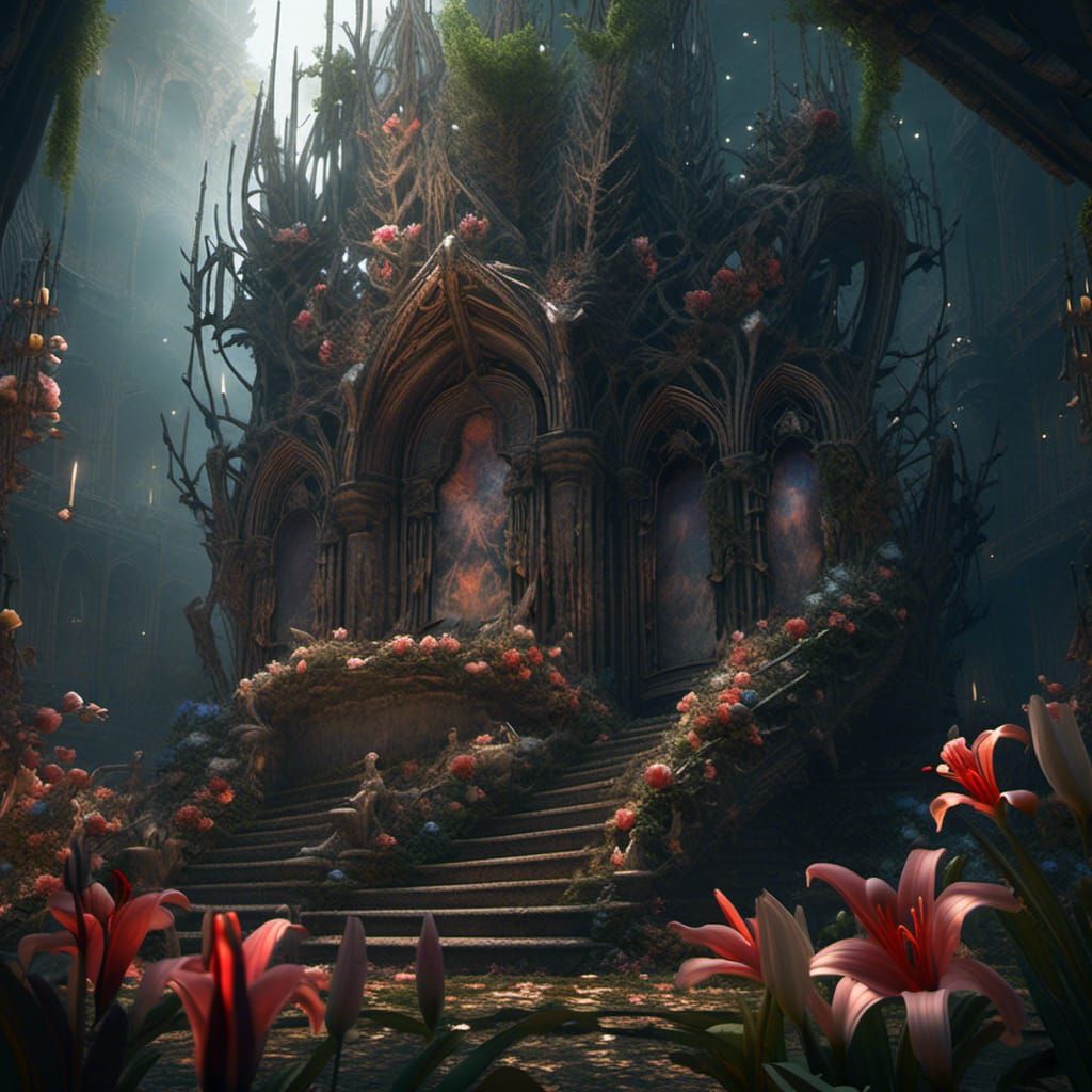 Thorns of Love Bloom as Lilies: Detailed Digital Art