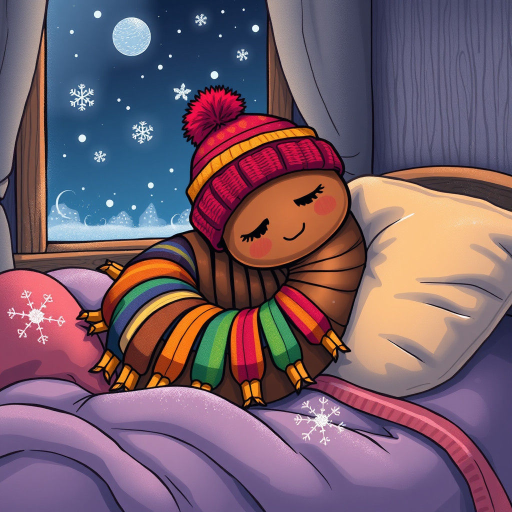 Millipede's Snowy Night Dream in Ligne Claire Style