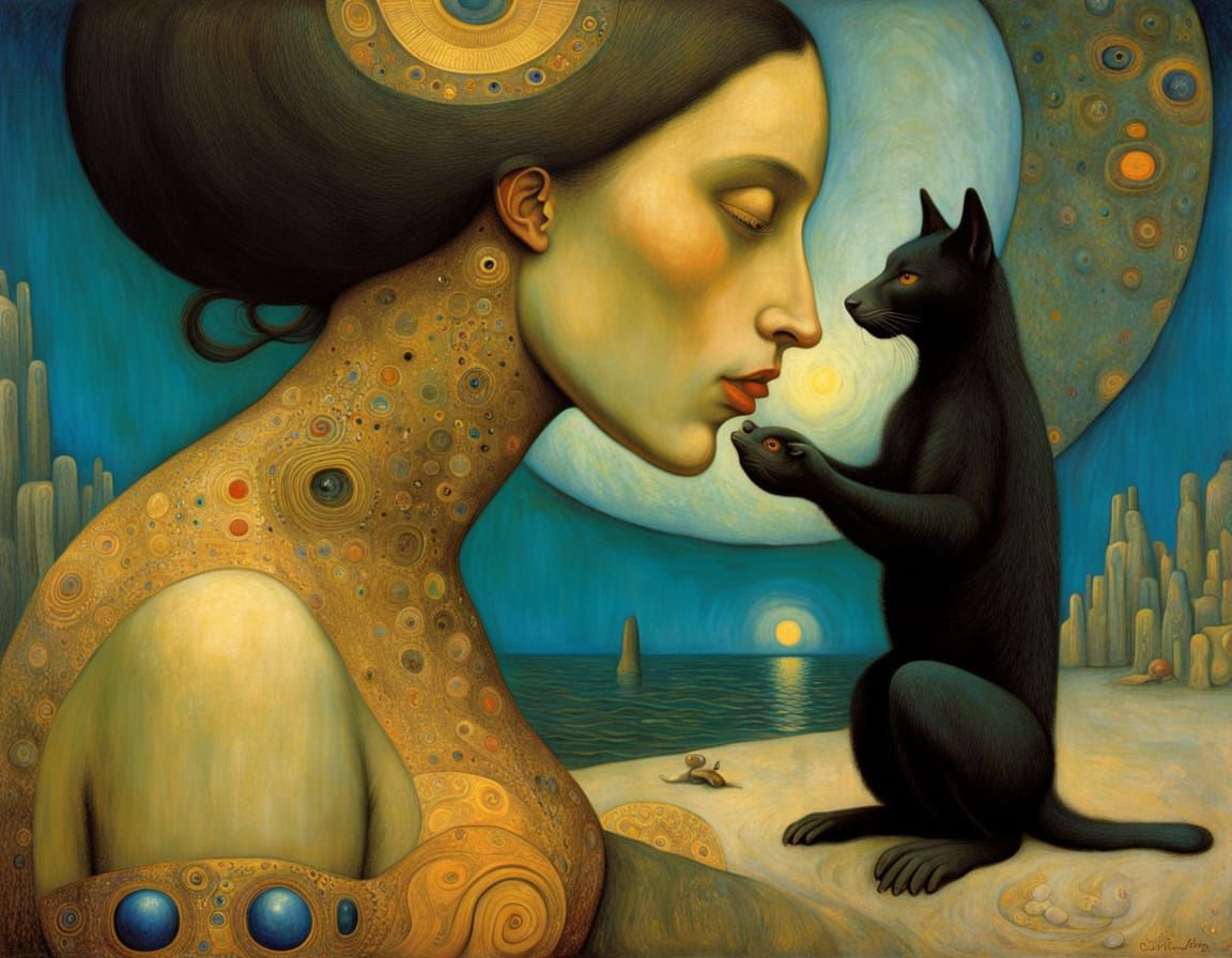 Surreal Hand Feeding Creature in Dark Fantasy Style