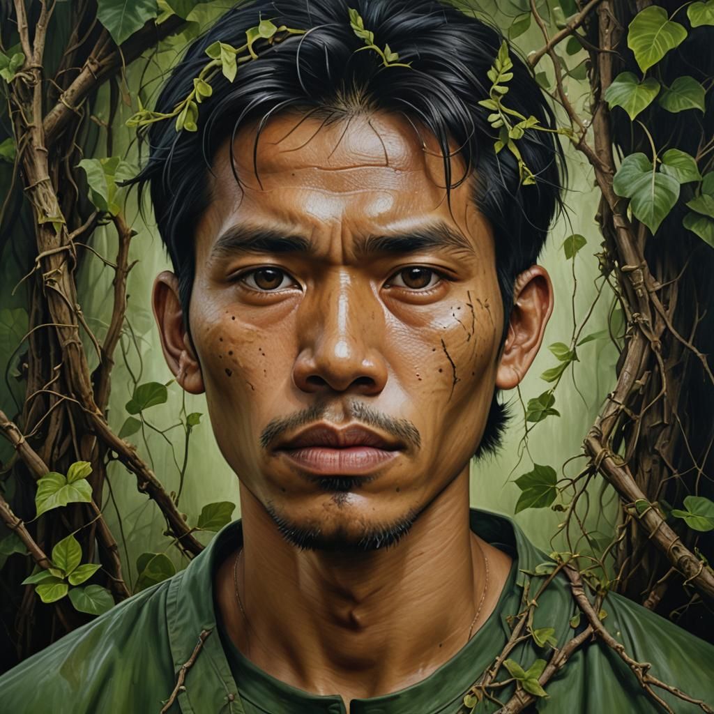 Horrifying Hyperrealistic Portrait of a Filipino Man