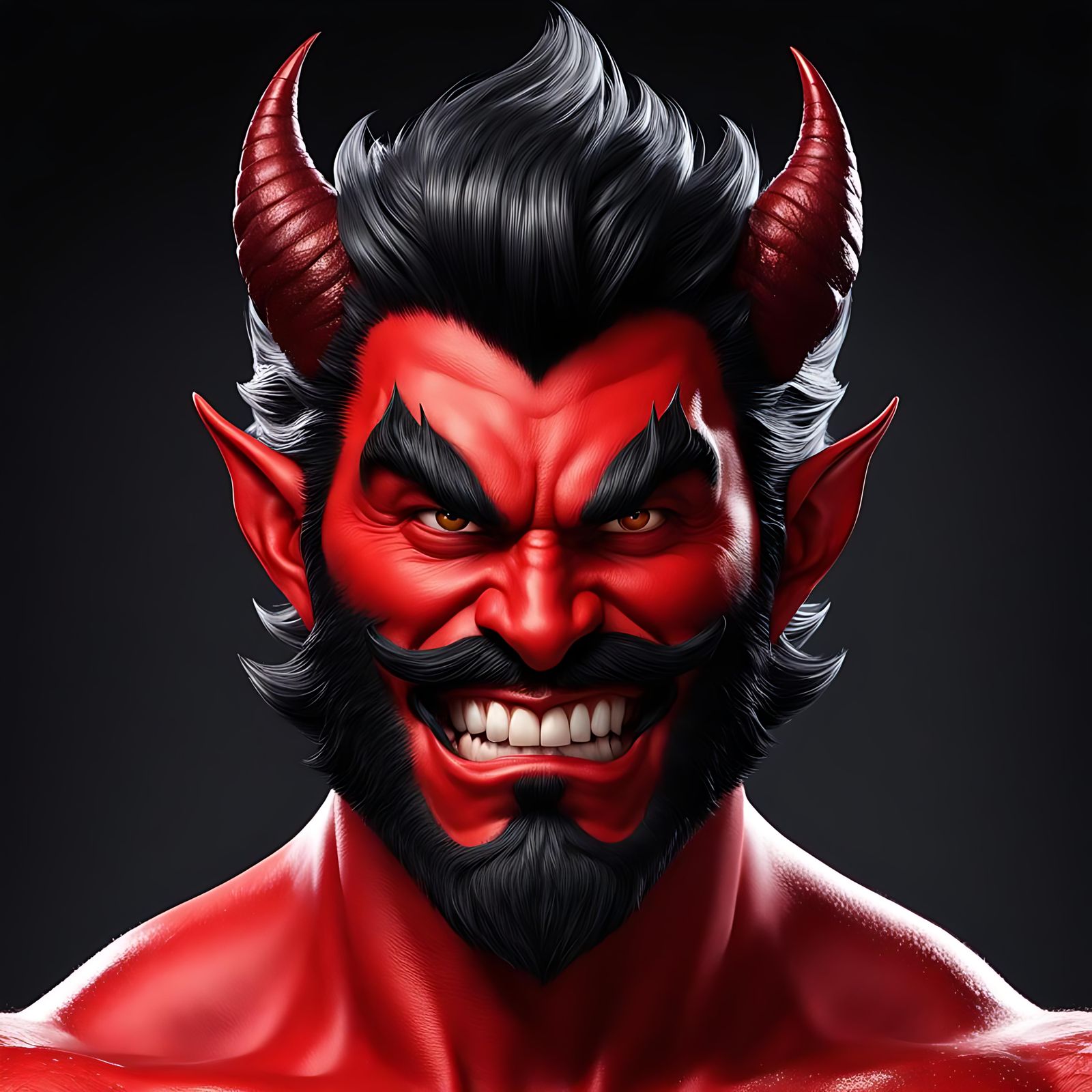 Hyperrealistic 3D Devil-Man with Flirty Expression
