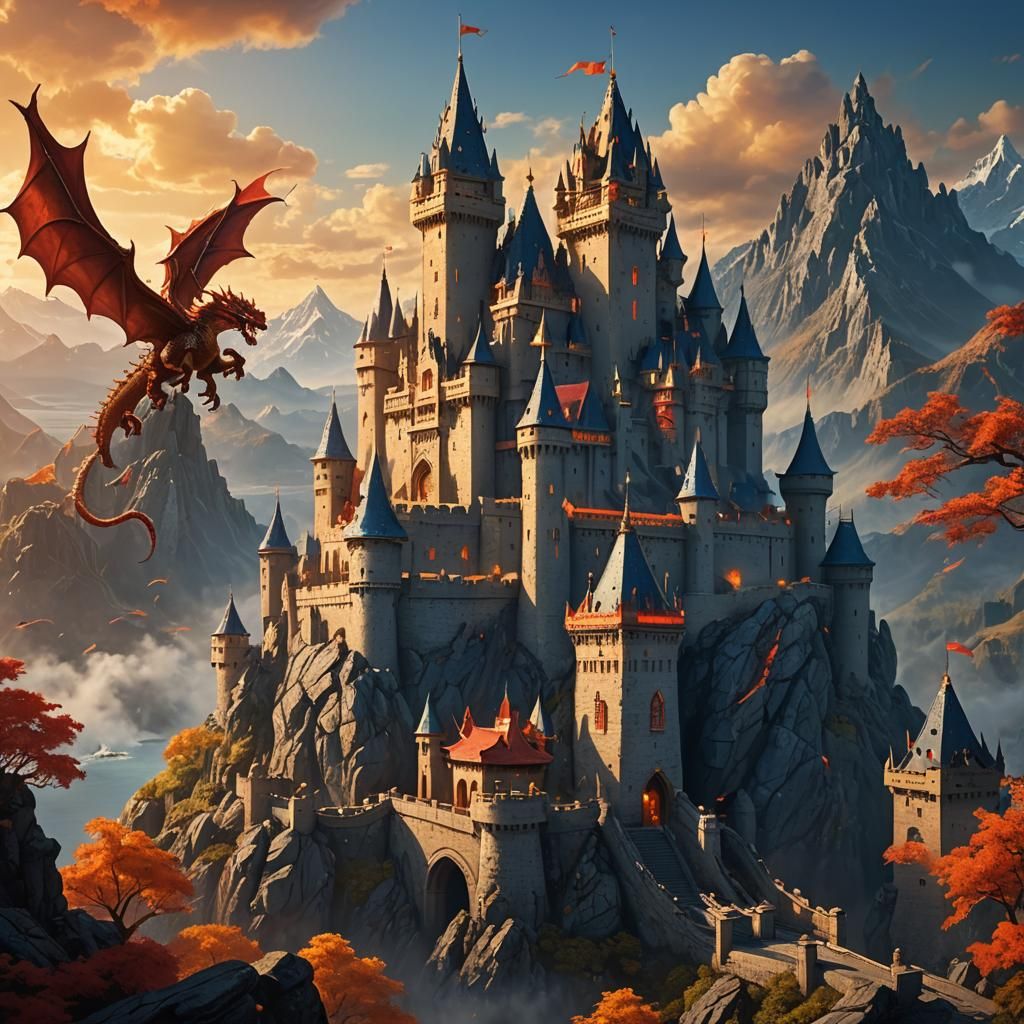 Golden Dragon Castle: Fantasy Concept Art