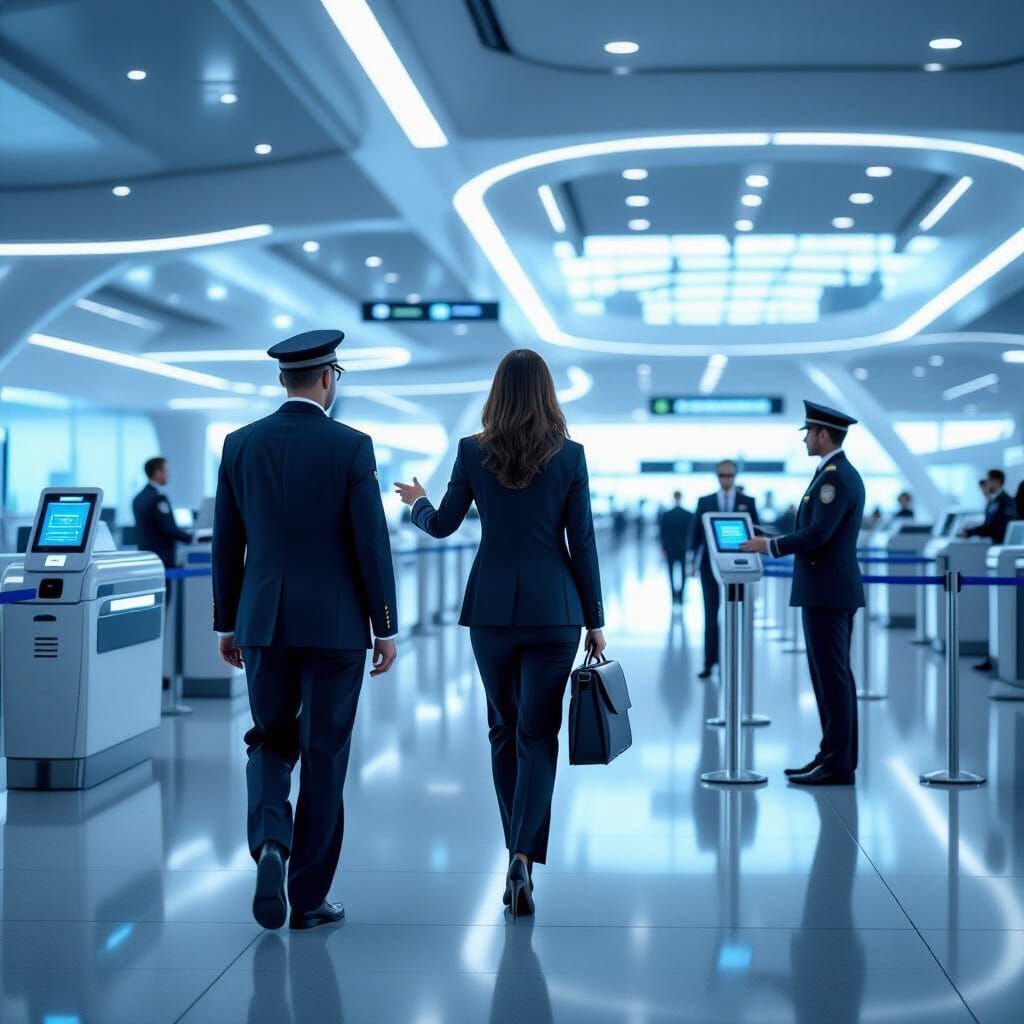 Futuristic Airport Security with Touchless ID Scanner