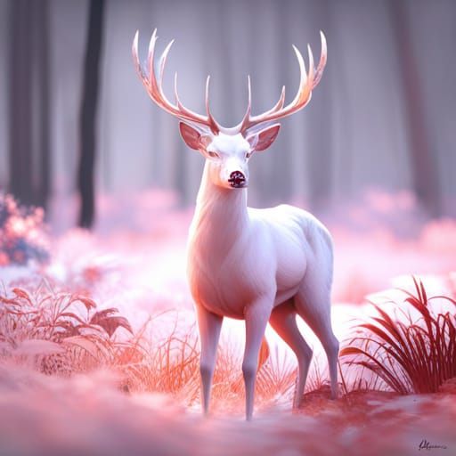 White Deer in Snowy Forest Concept Art
