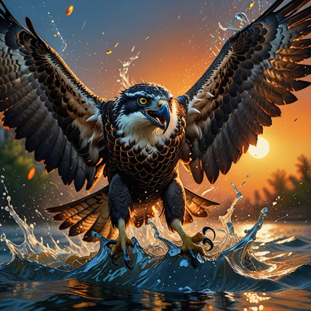 Osprey Catching Fish: Fantasy Matte Painting