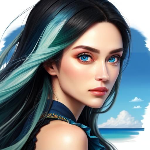 Hyperrealistic Woman with World Reflections in Eyes