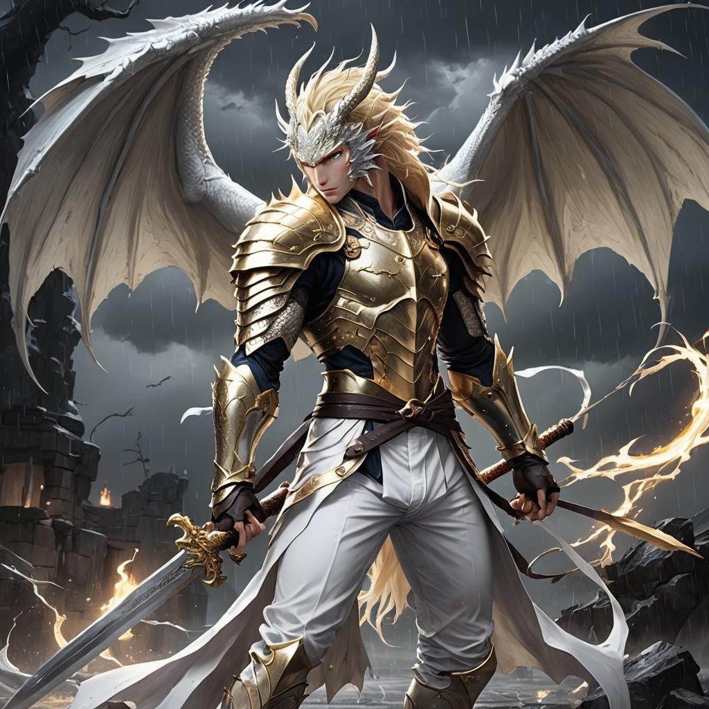 Dragon Man in Stormy Night: 3D Anime Art