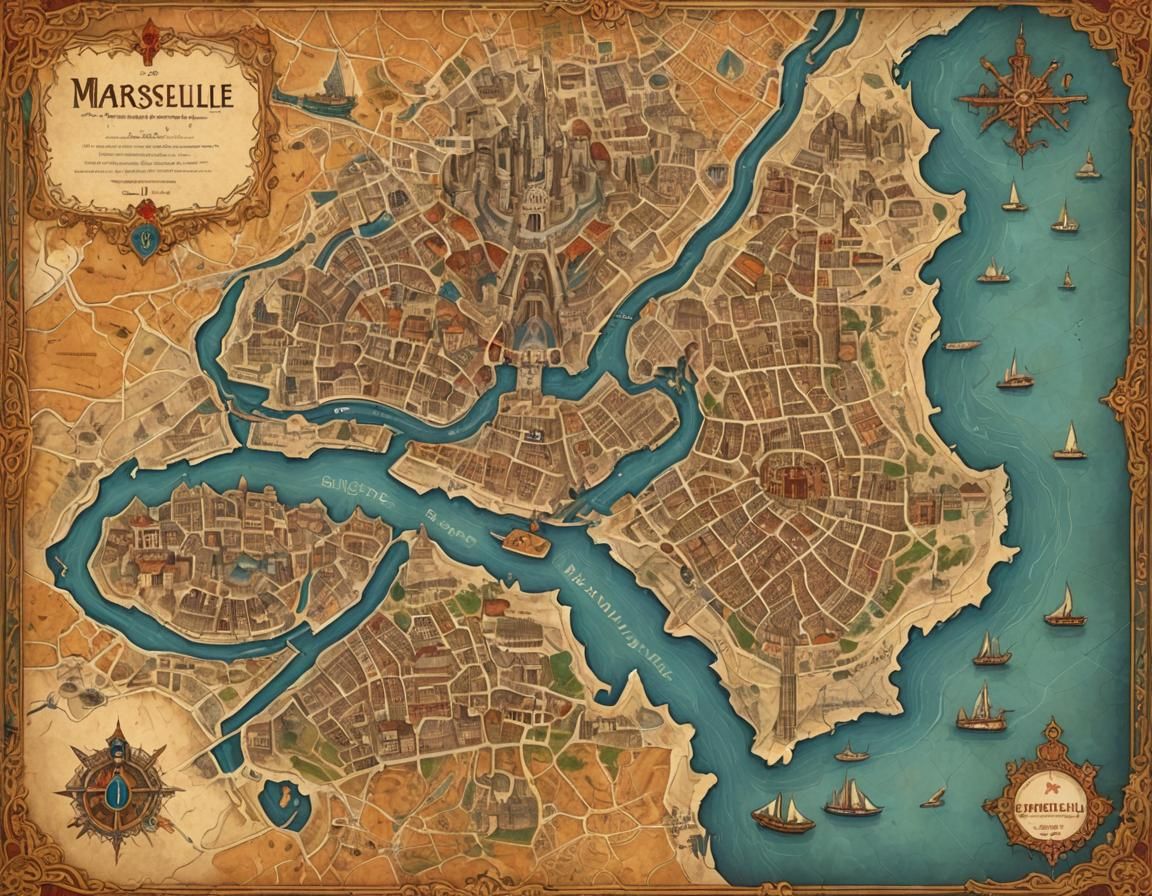 Fantasy Map of Marseille in Warcraft Style