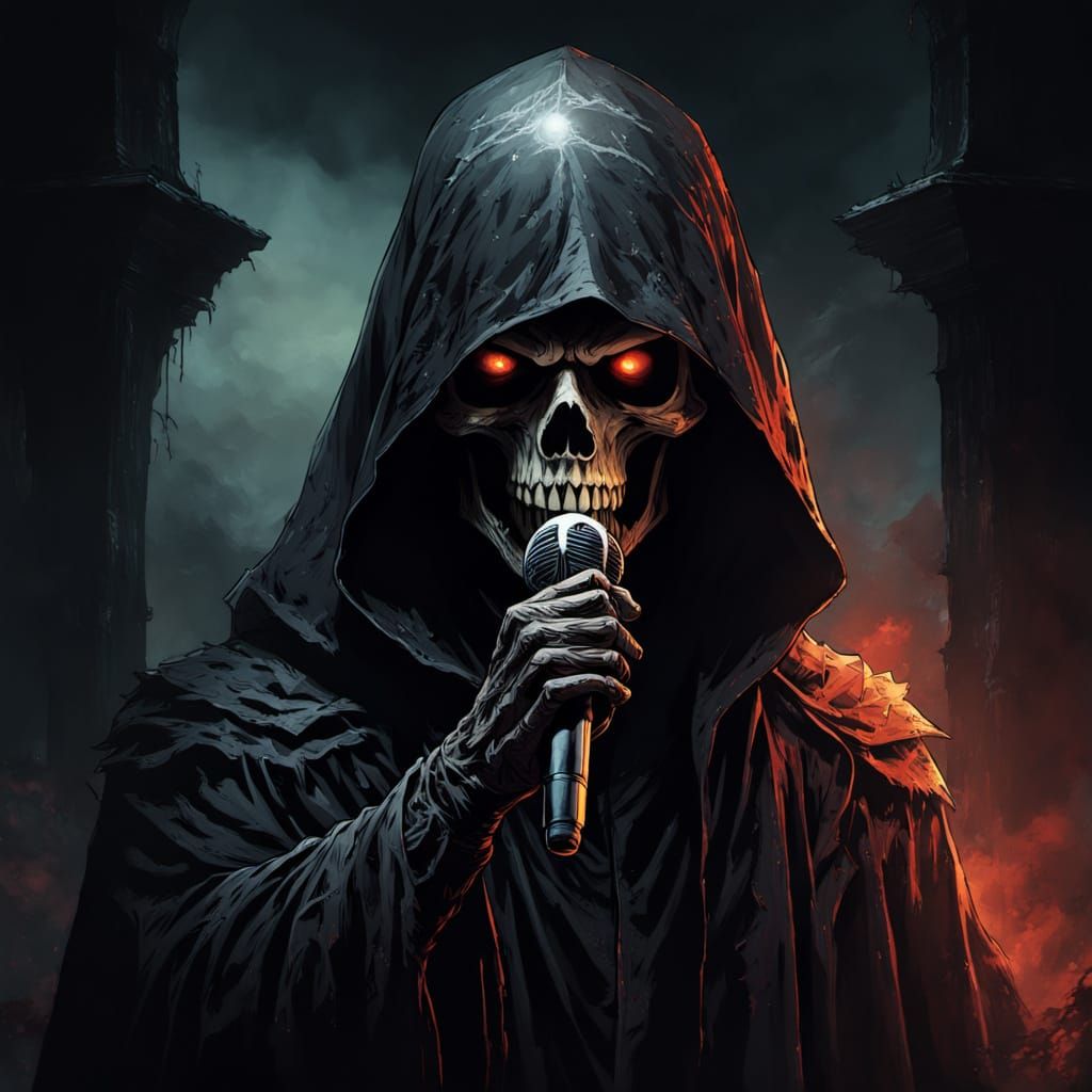Grim Reaper Rapper in Dark Fantasy Portrait