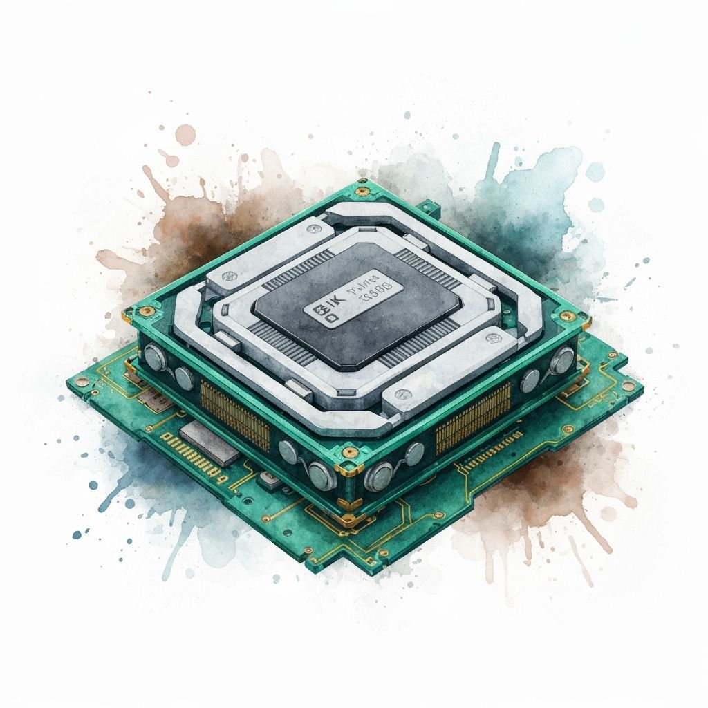 Watercolor Central Processing Unit in Impressionism Style