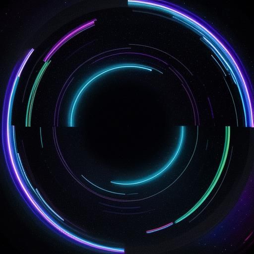 Neon Saturn Ring System in Deep Space