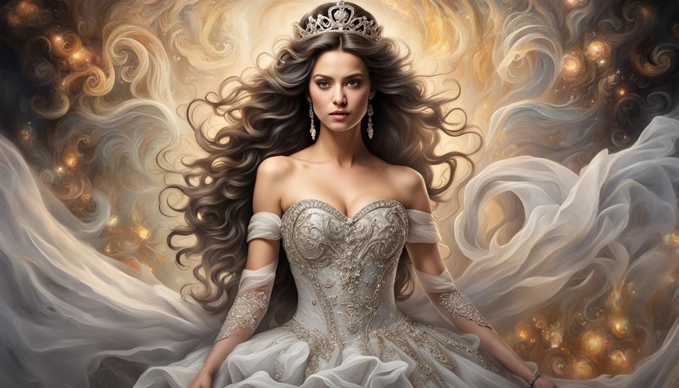 Romantic Princess Portrait in Art Nouveau Style