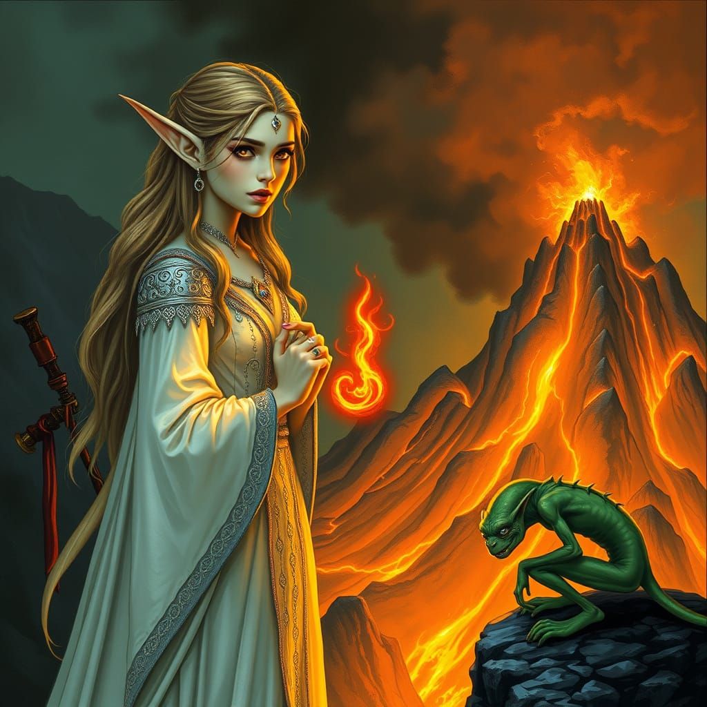Ethereal Elven Princess at Mount Doom's Edge