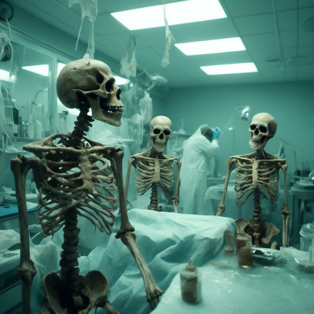 Skeletons Perform Surgery: A Macabre Yet Cute Scene