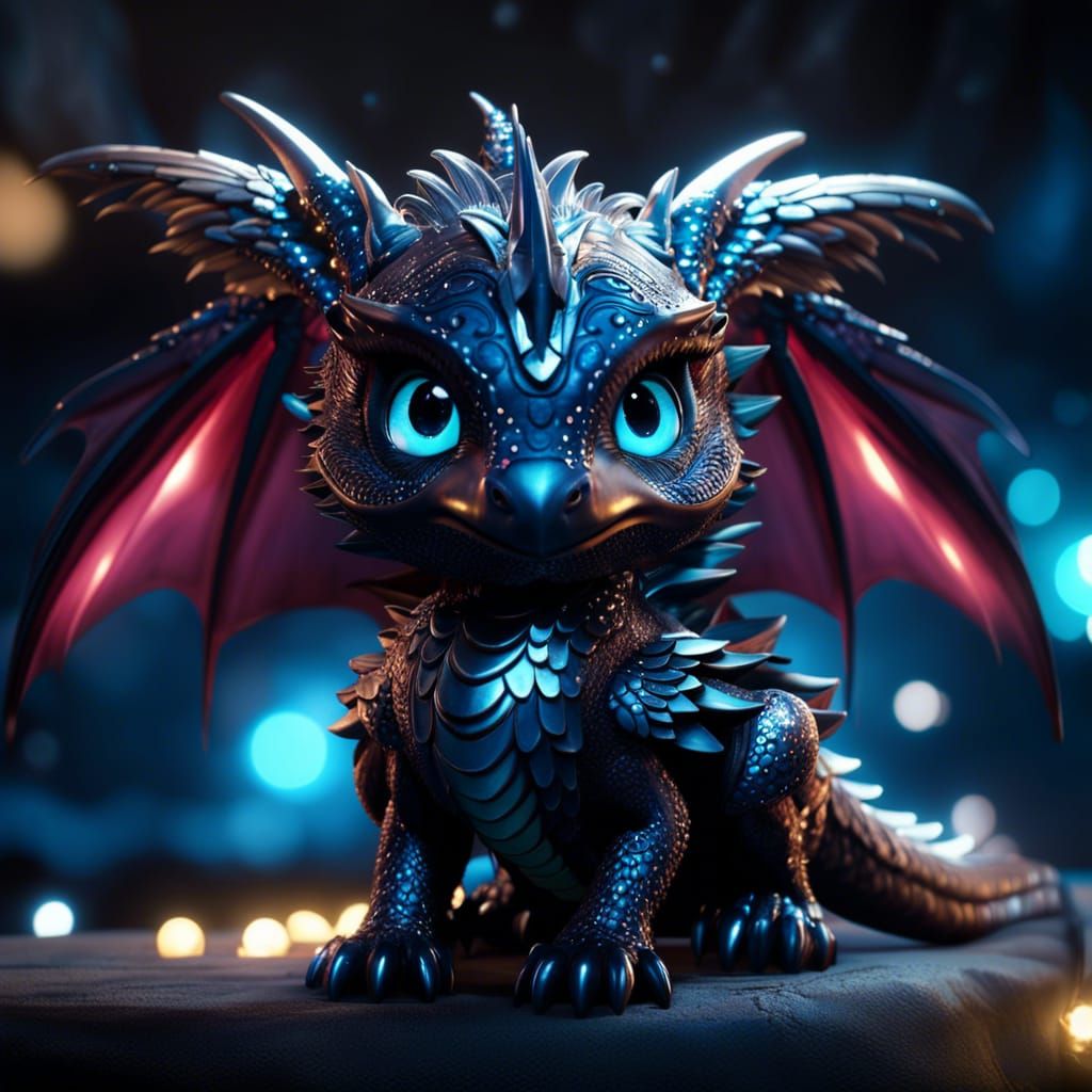 Adorable Night Dragon with Sparkling Eyes