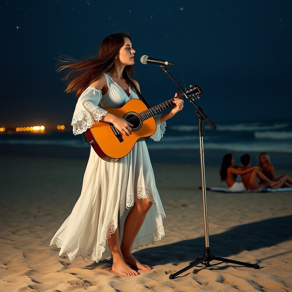 Singer Performs Under Twinkling Stars at Serene Brazilian Be...