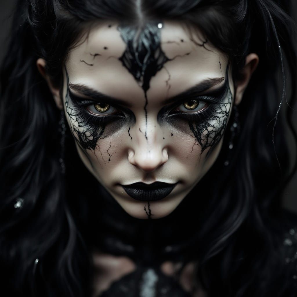 Gothic Marble Portrait with Alcohol Ink Effects