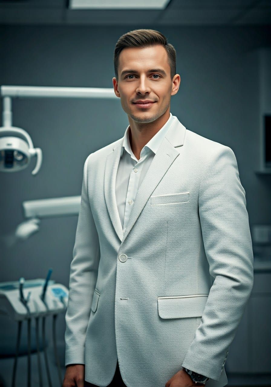 Confident Dentist in Modern Clinic