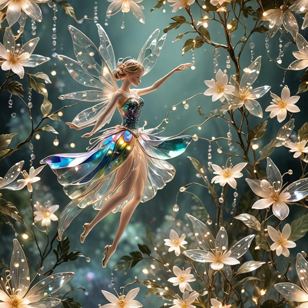 Crystal Fairy Dancing in a Tropical Forest
