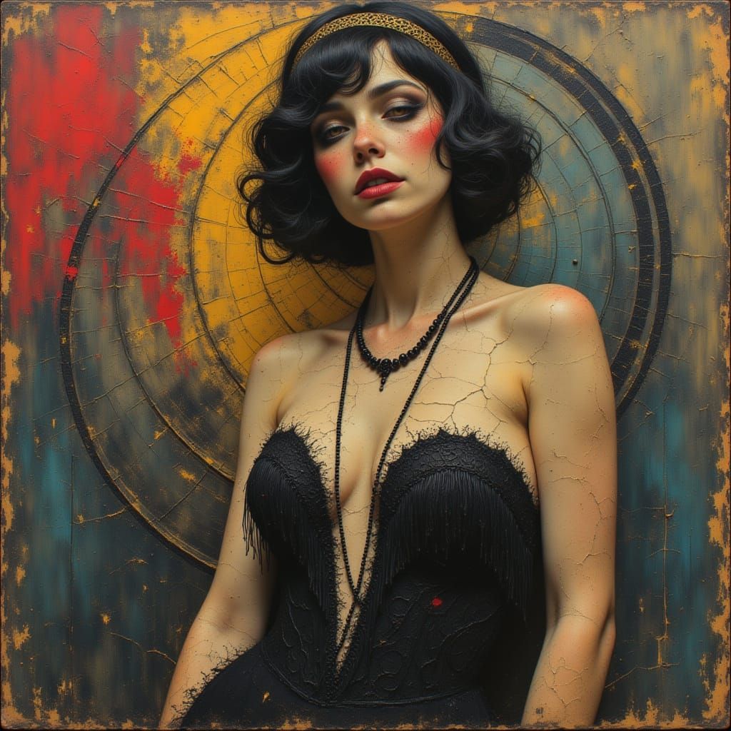 <lora:Cracked:1.0> zoomed in, storytelling, backdrop of Spea...