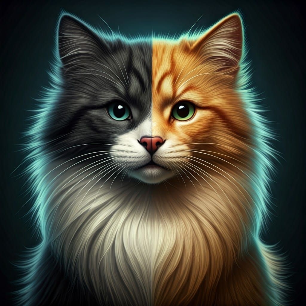 Fantastical Feline Canine Hybrid in Dreamlike Surreal Enviro...