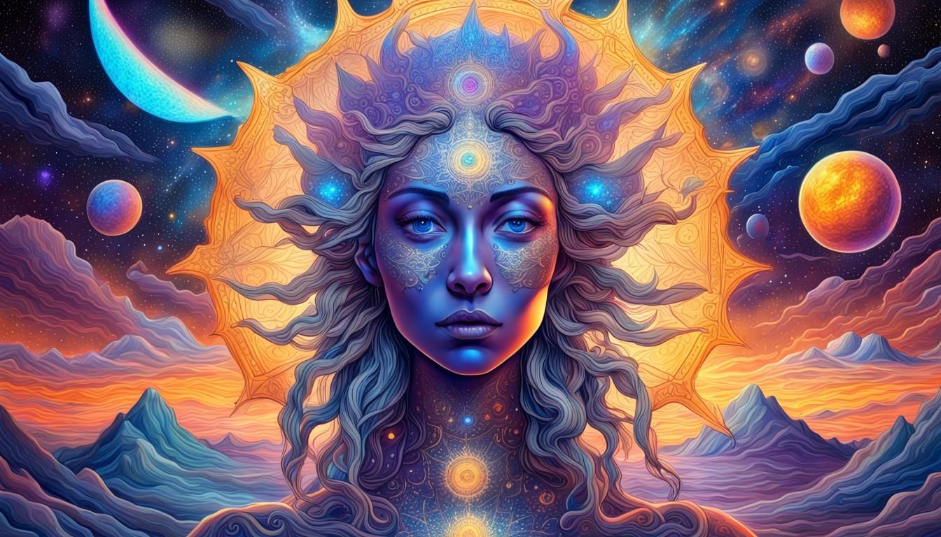 Holographic Astral Illustration: Calmness and Protection