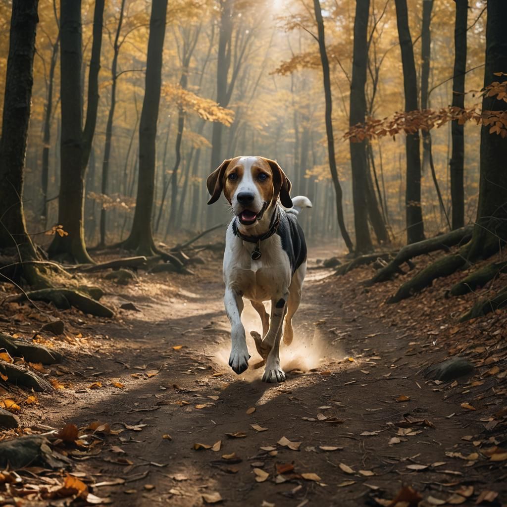 Tennessee Walker Hound in Autumn Forest