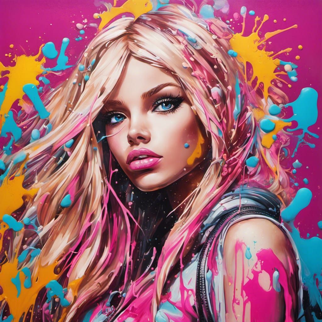 Barbie in Graffiti Splash Art Style