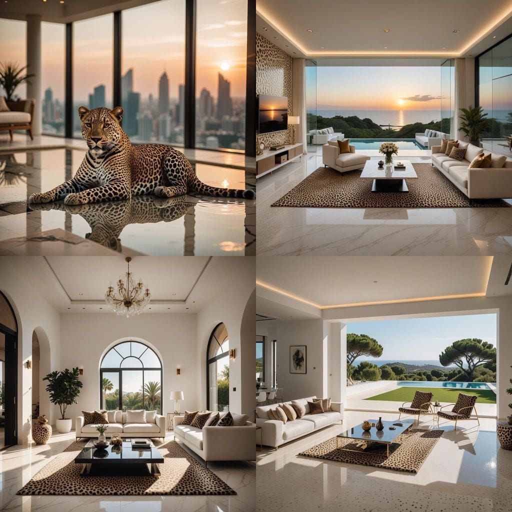 Luxurious Leopard-Print Living Room in Ibiza Villa