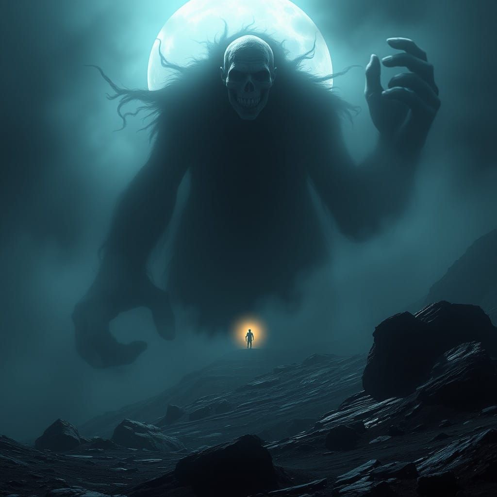 Eerie Figure of Fear Dominates Dark Landscape