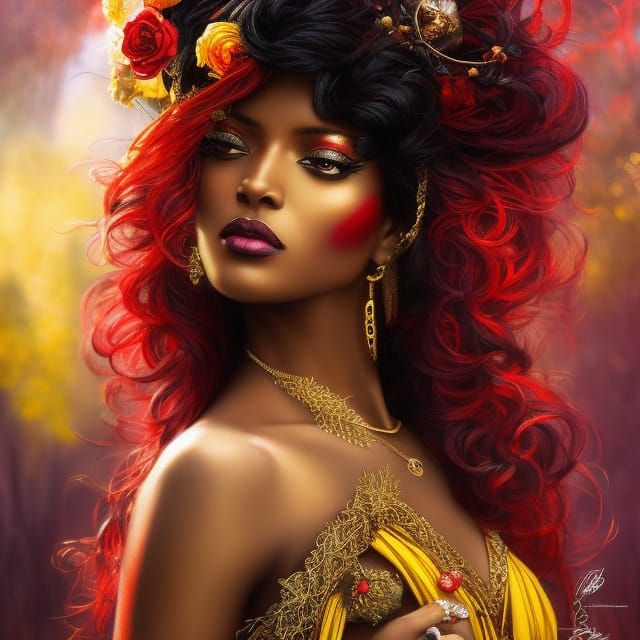 Beautiful African Witch in Hyperdetailed Concept Art