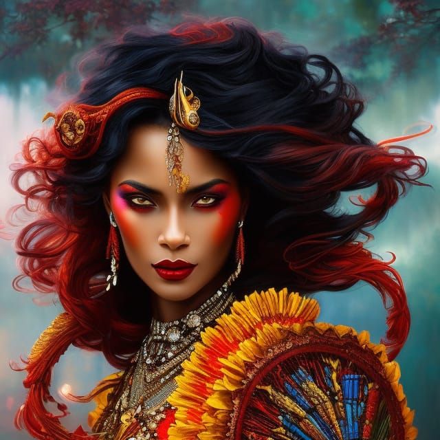 African Witch in Hyperdetailed Dreamscape